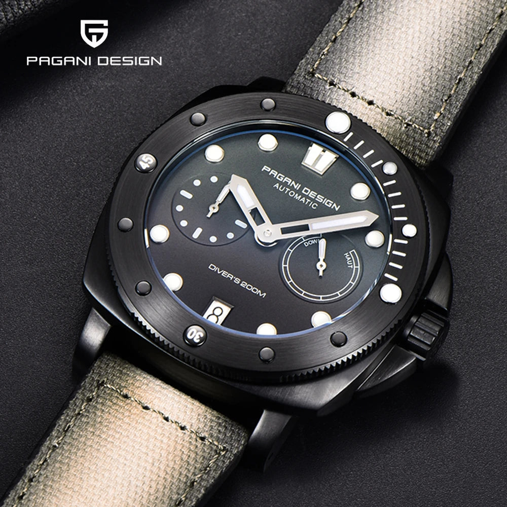 PAGANI DESIGN 2023 New Men's Mechanical Watches Top Luxury Automatic Watch For Men 200M Waterproof AR Sapphire glass Nylon Strap