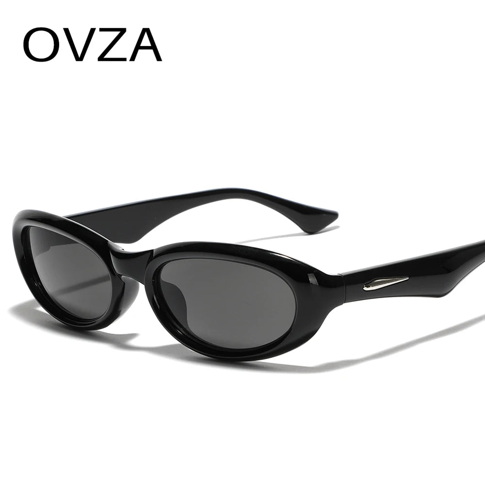OVZA Fashion Sunglasses Men 2024 Oval Mirrored Eyeglasses Women Punk Y2K Style S2026