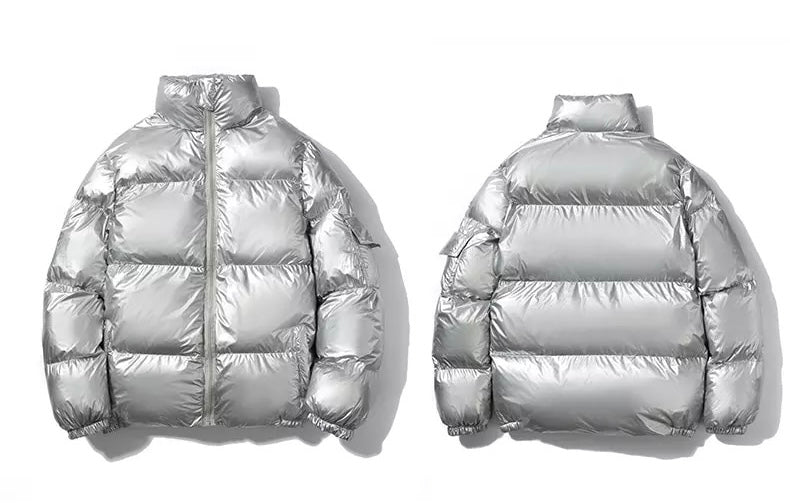 SILVER PUFFER METALLIC COAT