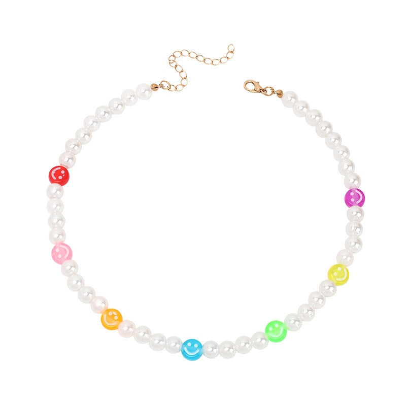 PEARL COLOURFUL SMILEY NECKLACE - THEMASTER